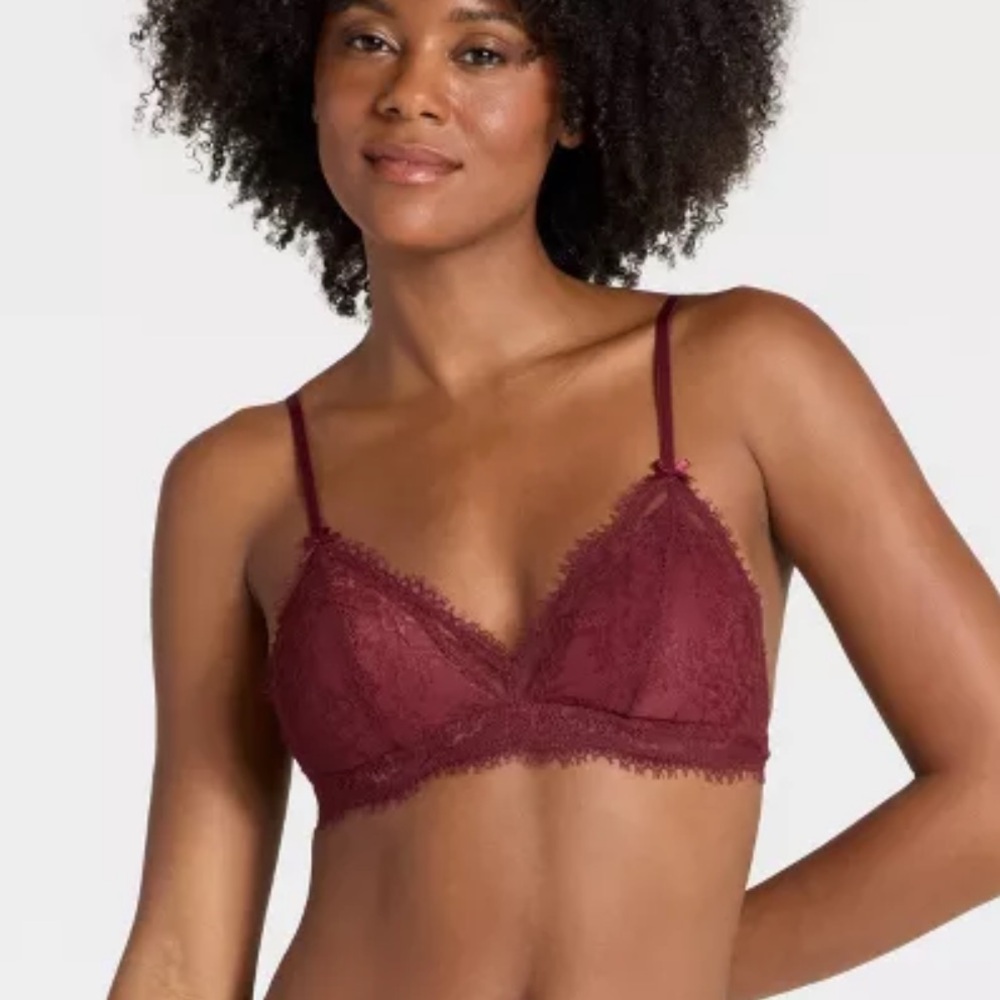 Auden Women's Lace Removeable Pad Berry Red Bralette‎